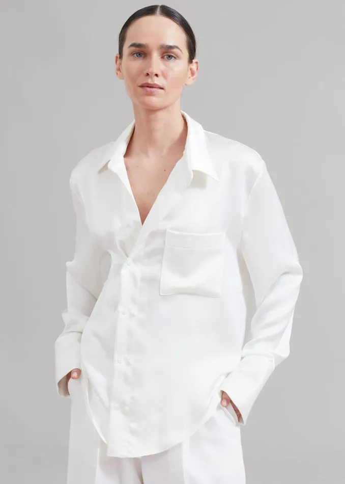 The Frankie Shop Sree Silky Shirt 8211 White Shop Tops