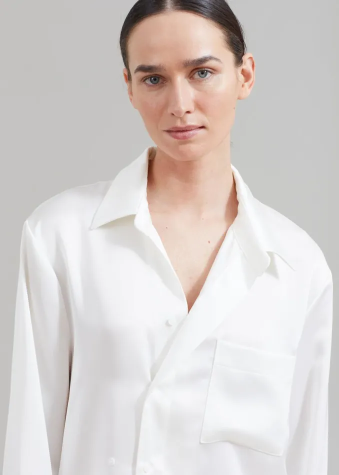 The Frankie Shop Sree Silky Shirt 8211 White Shop Tops