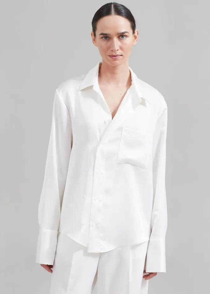 The Frankie Shop Sree Silky Shirt 8211 White Shop Tops