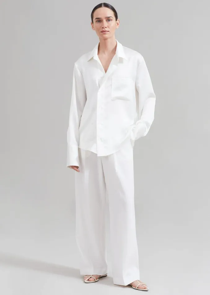 The Frankie Shop Sree Silky Shirt 8211 White Shop Tops