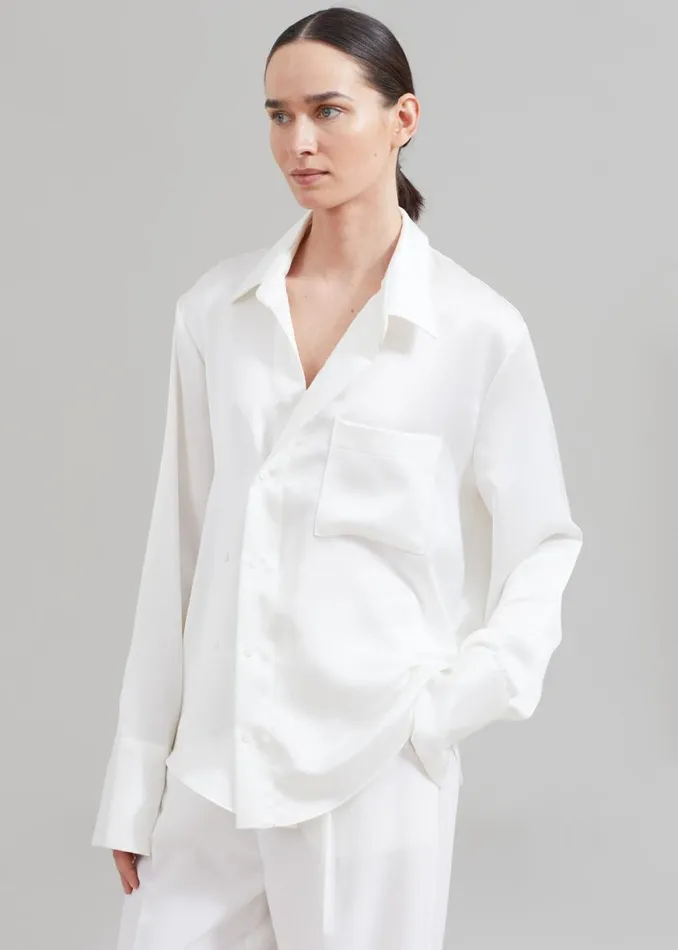 The Frankie Shop Sree Silky Shirt 8211 White Shop Tops