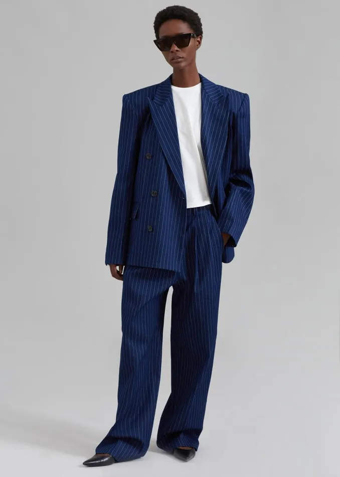 The Frankie Shop Tansy Denim Pants 8211 Navy Pinstripe Shop Clothing