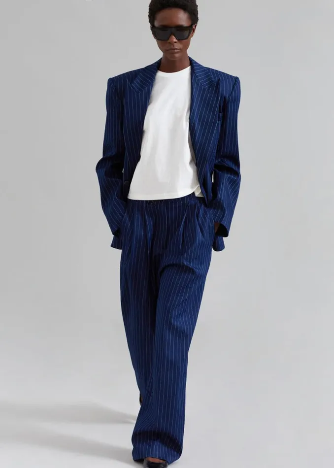 The Frankie Shop Tansy Denim Pants 8211 Navy Pinstripe Shop Clothing