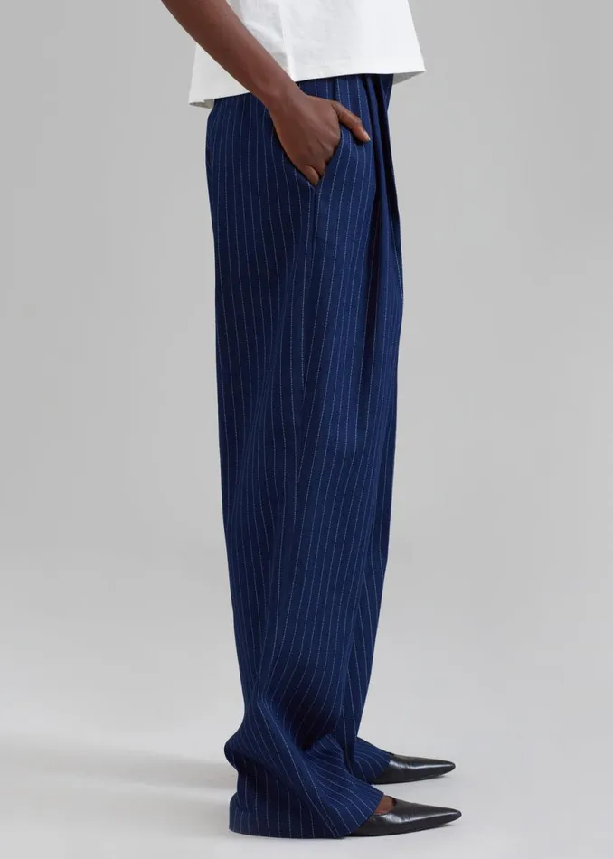 The Frankie Shop Tansy Denim Pants 8211 Navy Pinstripe Shop Clothing