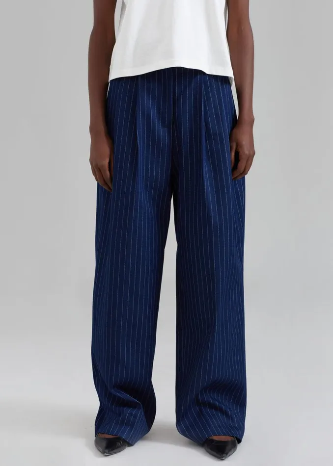 The Frankie Shop Tansy Denim Pants 8211 Navy Pinstripe Shop Clothing