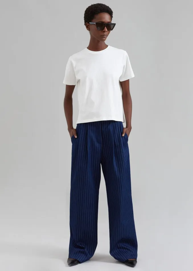 The Frankie Shop Tansy Denim Pants 8211 Navy Pinstripe Shop Clothing
