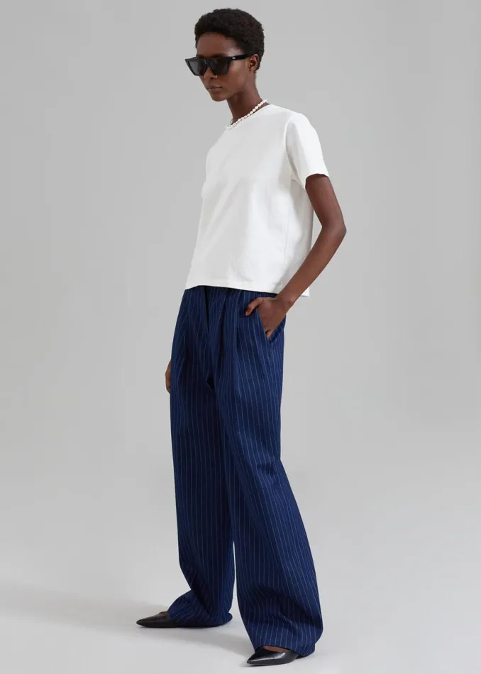 The Frankie Shop Tansy Denim Pants 8211 Navy Pinstripe Shop Clothing