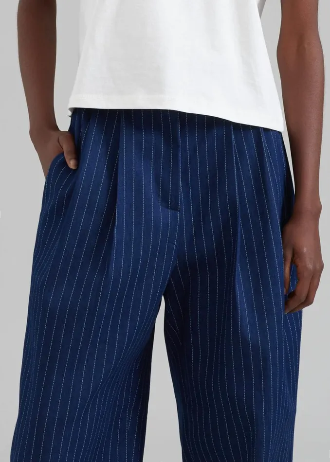 The Frankie Shop Tansy Denim Pants 8211 Navy Pinstripe Shop Clothing