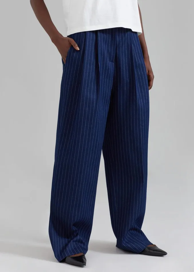 The Frankie Shop Tansy Denim Pants 8211 Navy Pinstripe Shop Clothing