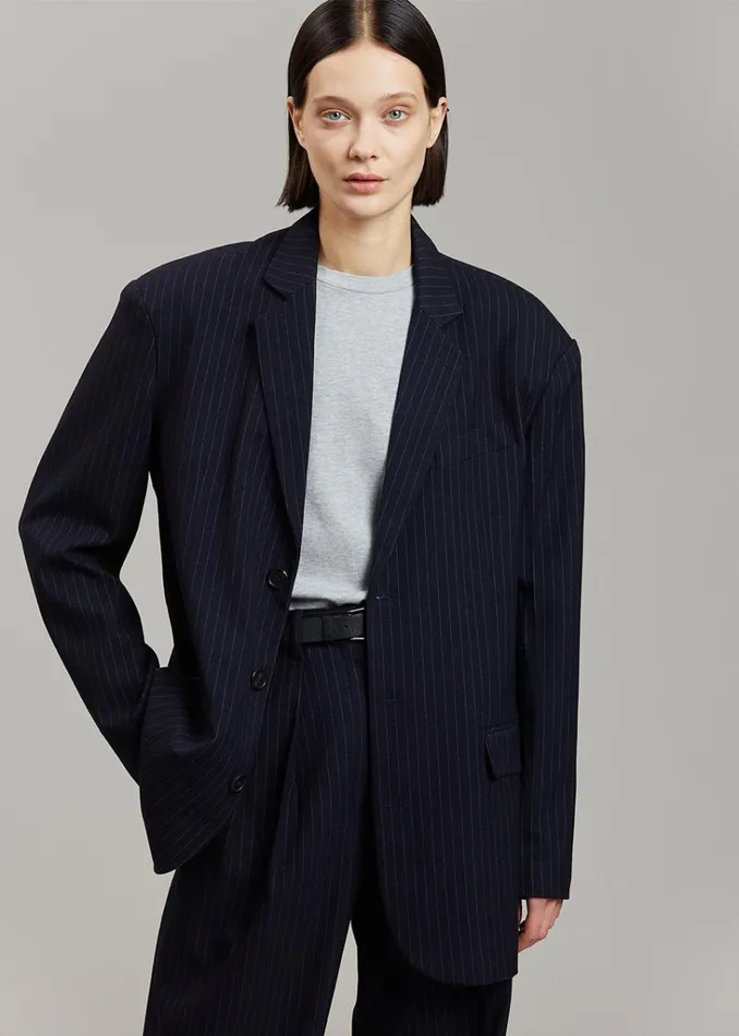 The Frankie Shop Tansy Oversized Blazer 8211 Navy Pinstripe Shop Suits