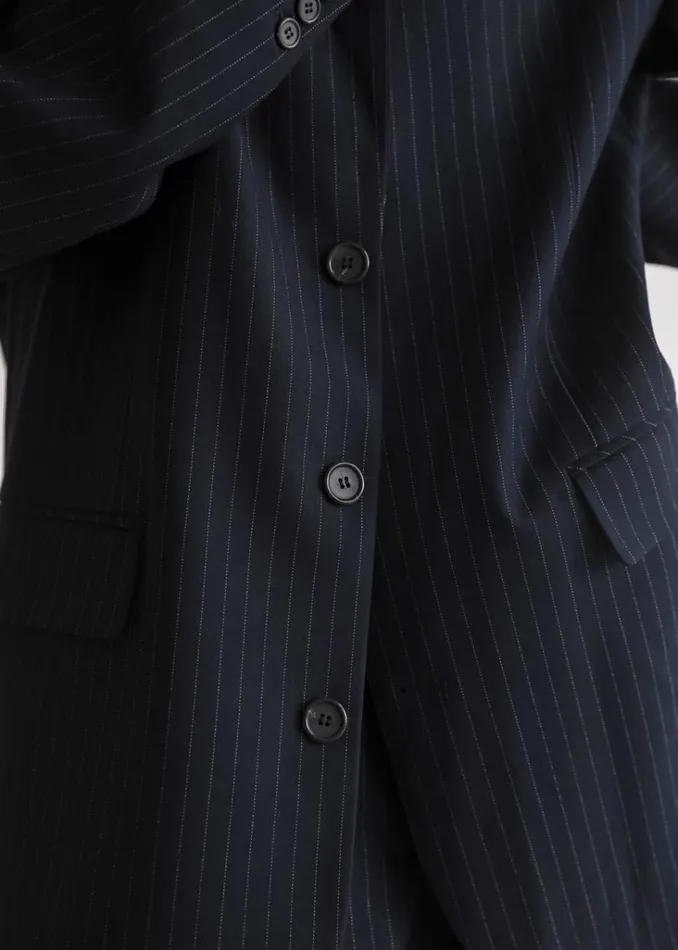 The Frankie Shop Tansy Oversized Blazer 8211 Navy Pinstripe Shop Suits