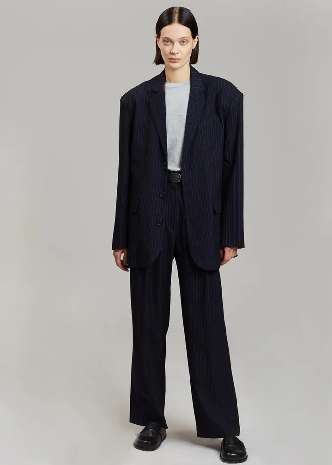 The Frankie Shop Tansy Oversized Blazer 8211 Navy Pinstripe Shop Suits