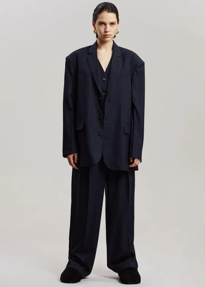 The Frankie Shop Tansy Oversized Blazer 8211 Navy Pinstripe Shop Suits