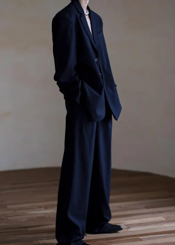 The Frankie Shop Tansy Oversized Blazer 8211 Navy Pinstripe Shop Suits