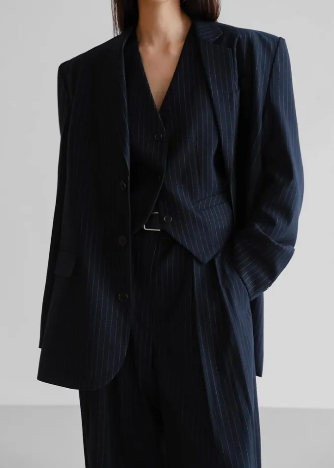 The Frankie Shop Tansy Oversized Blazer 8211 Navy Pinstripe Shop Suits
