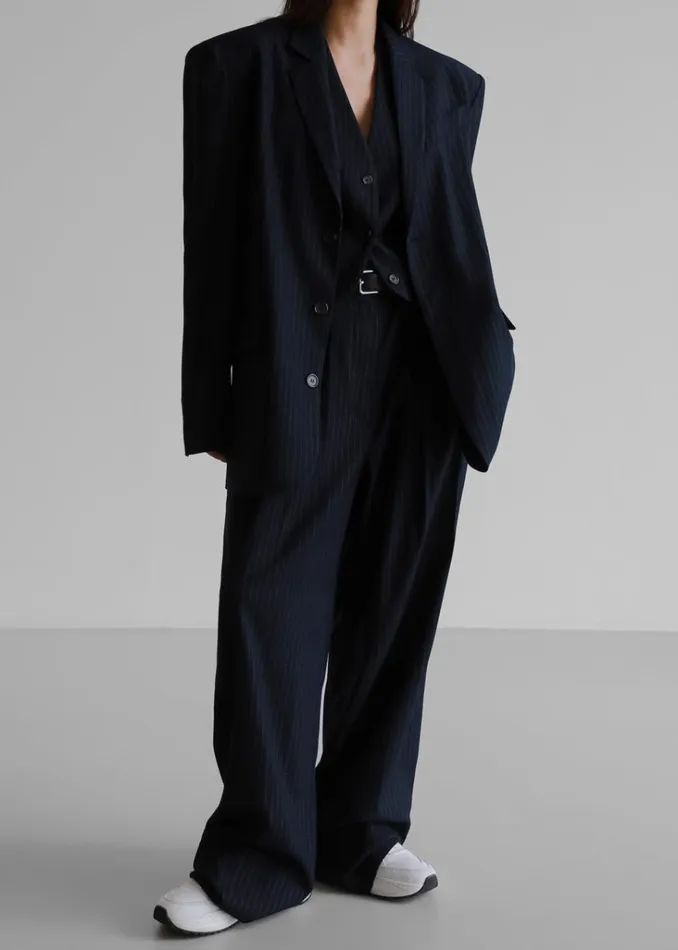 The Frankie Shop Tansy Oversized Blazer 8211 Navy Pinstripe Shop Suits