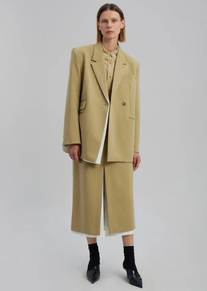 The Frankie Shop Telli Layered Blazer 8211 Khaki Shop Outerwear