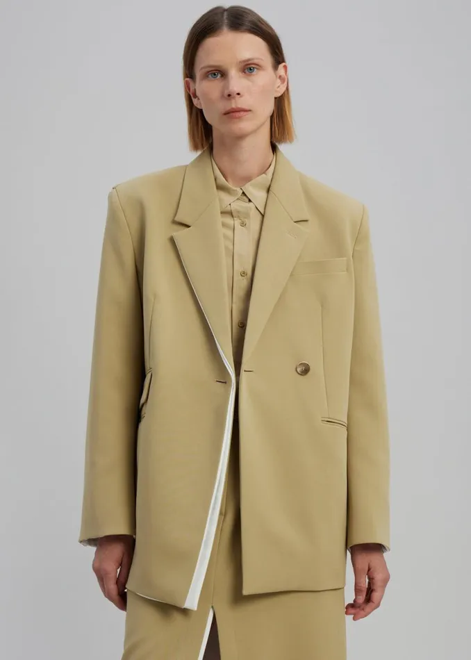 The Frankie Shop Telli Layered Blazer 8211 Khaki Shop Outerwear