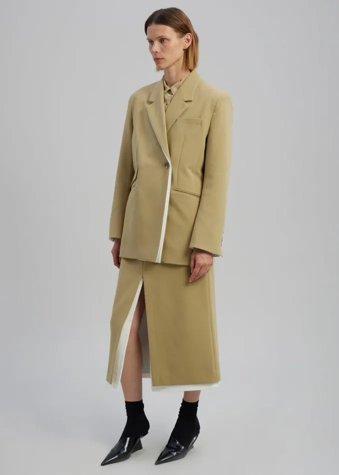The Frankie Shop Telli Layered Blazer 8211 Khaki Shop Outerwear
