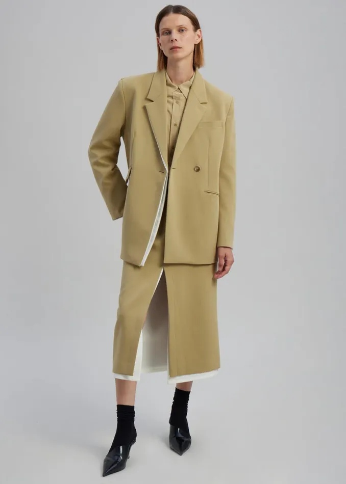 The Frankie Shop Telli Layered Blazer 8211 Khaki Shop Outerwear