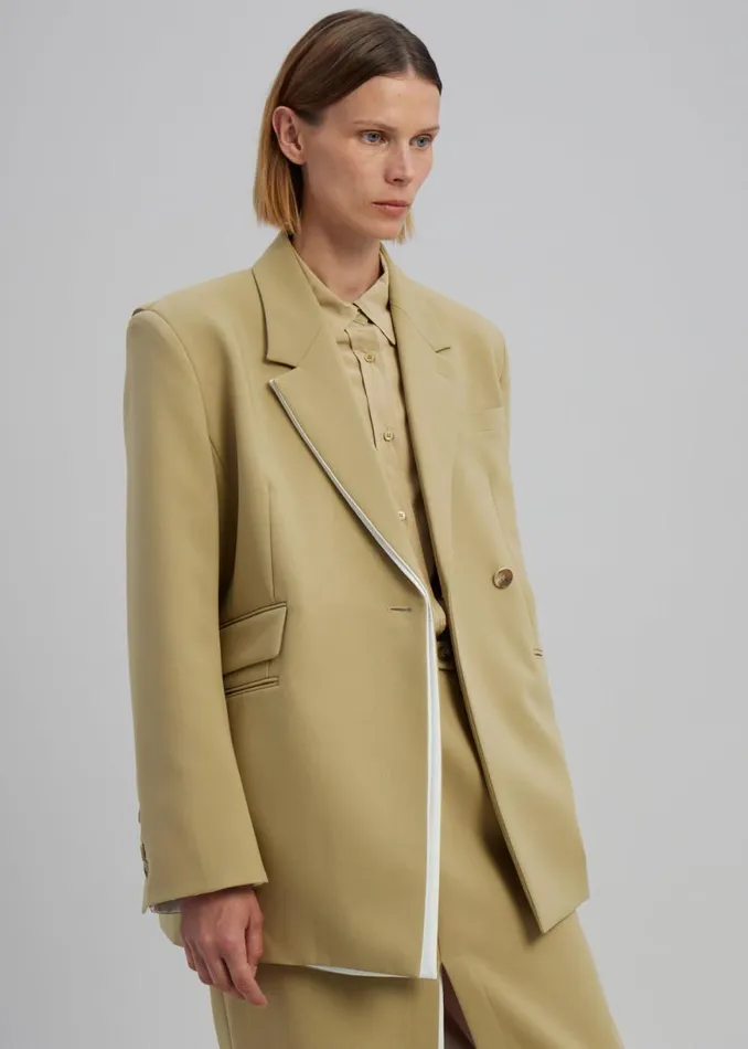 The Frankie Shop Telli Layered Blazer 8211 Khaki Shop Outerwear