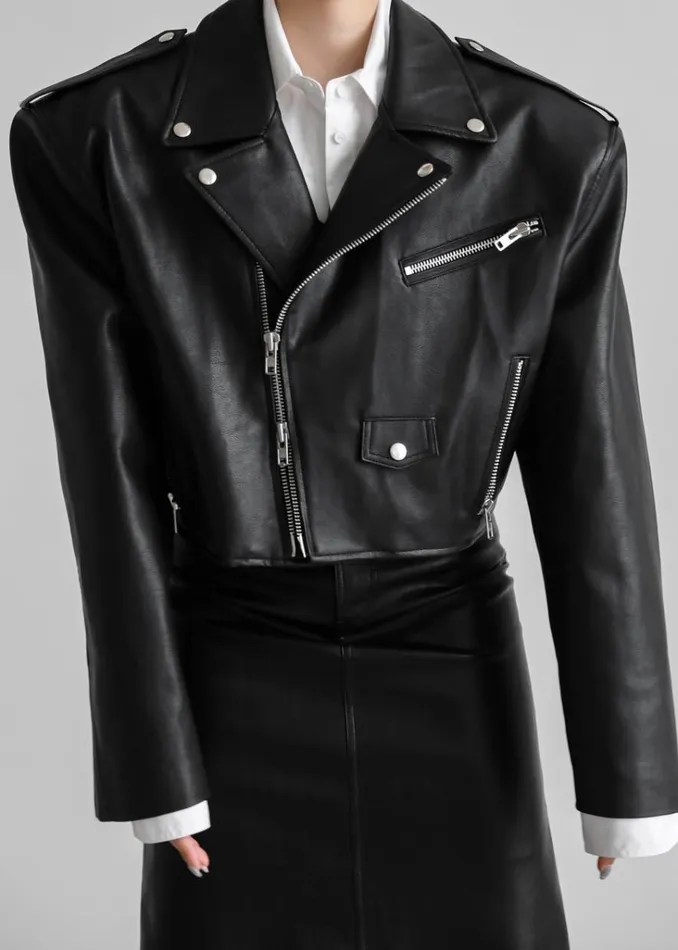 The Frankie Shop Tidus Cropped Biker Jacket 8211 Black Shop Outerwear