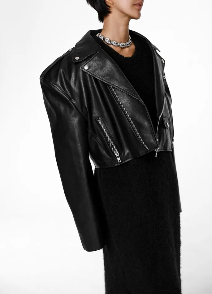 The Frankie Shop Tidus Cropped Biker Jacket 8211 Black Shop Outerwear