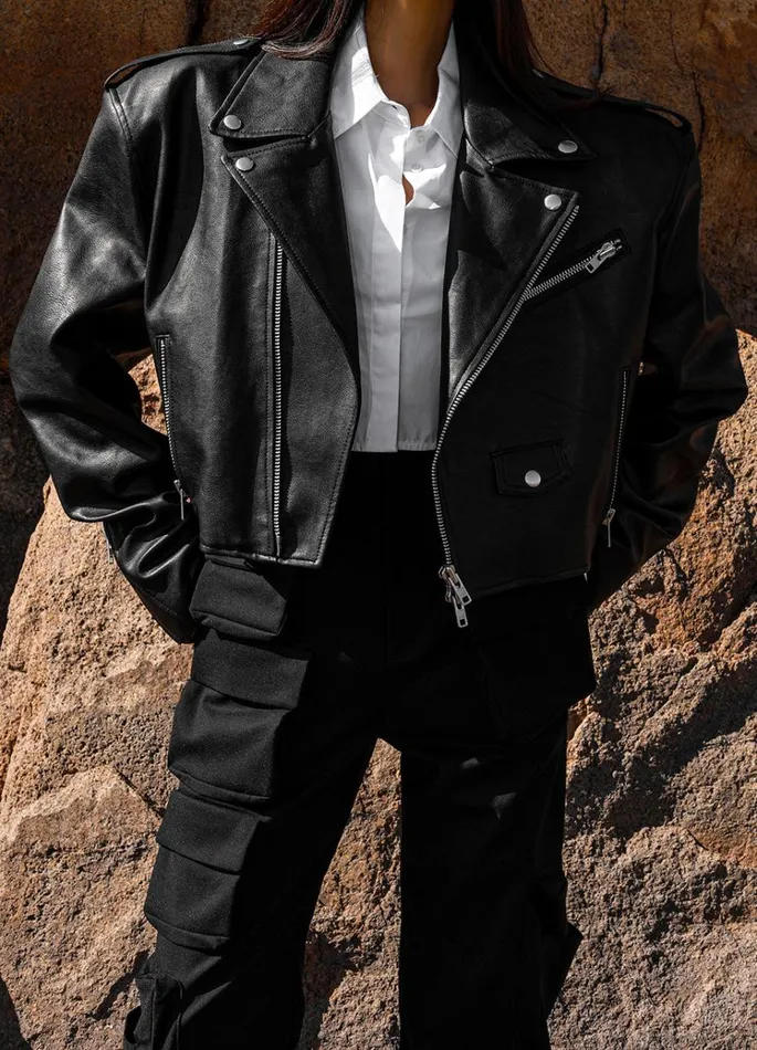 The Frankie Shop Tidus Cropped Biker Jacket 8211 Black Shop Outerwear