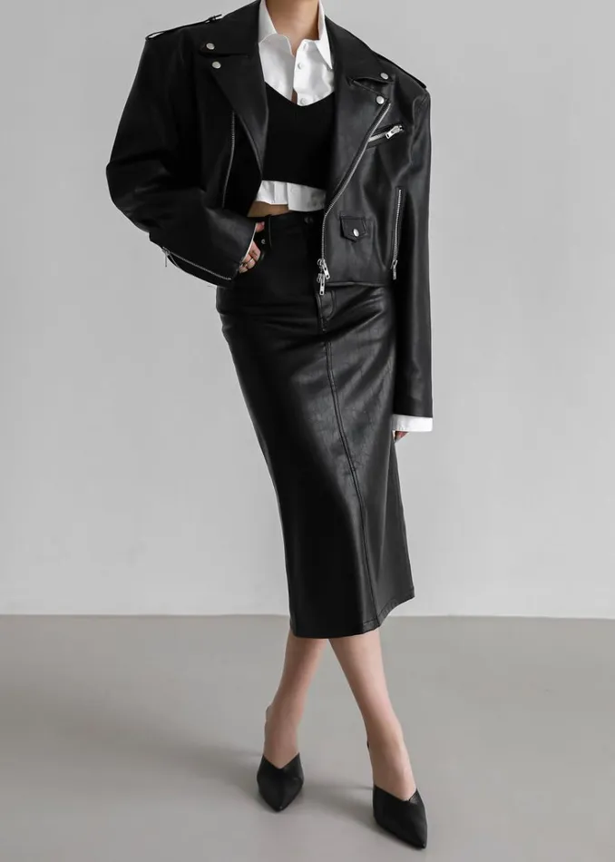 The Frankie Shop Tidus Cropped Biker Jacket 8211 Black Shop Outerwear