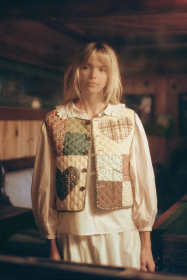 The Ione Vest Heart Patchwork Sweaters and Outerwear Christy Dawn Women The Ione Vest Heart Patchwork Sweaters and Outerwear Christy Dawn Women