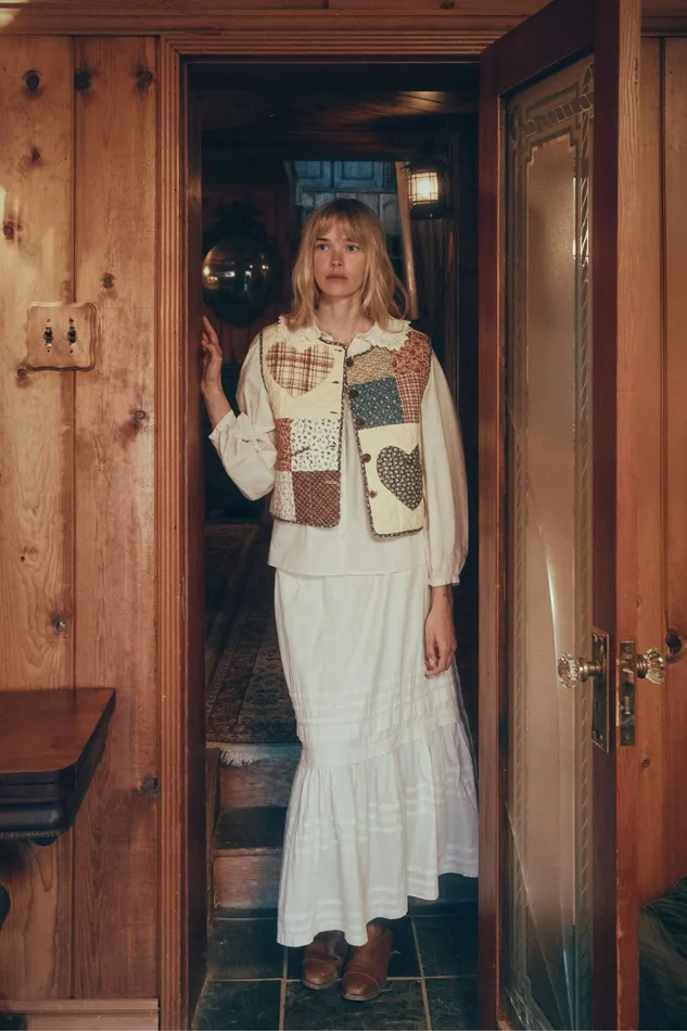 The Ione Vest Heart Patchwork Sweaters and Outerwear Christy Dawn Women The Ione Vest Heart Patchwork Sweaters and Outerwear Christy Dawn Women