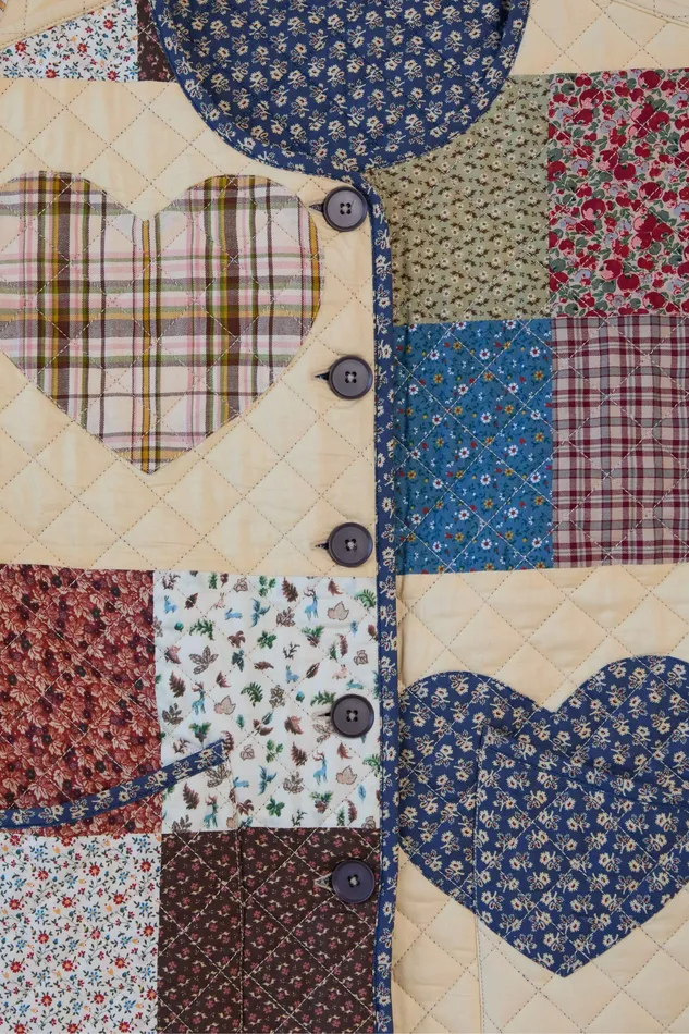 The Ione Vest Heart Patchwork Sweaters and Outerwear Christy Dawn Women The Ione Vest Heart Patchwork Sweaters and Outerwear Christy Dawn Women