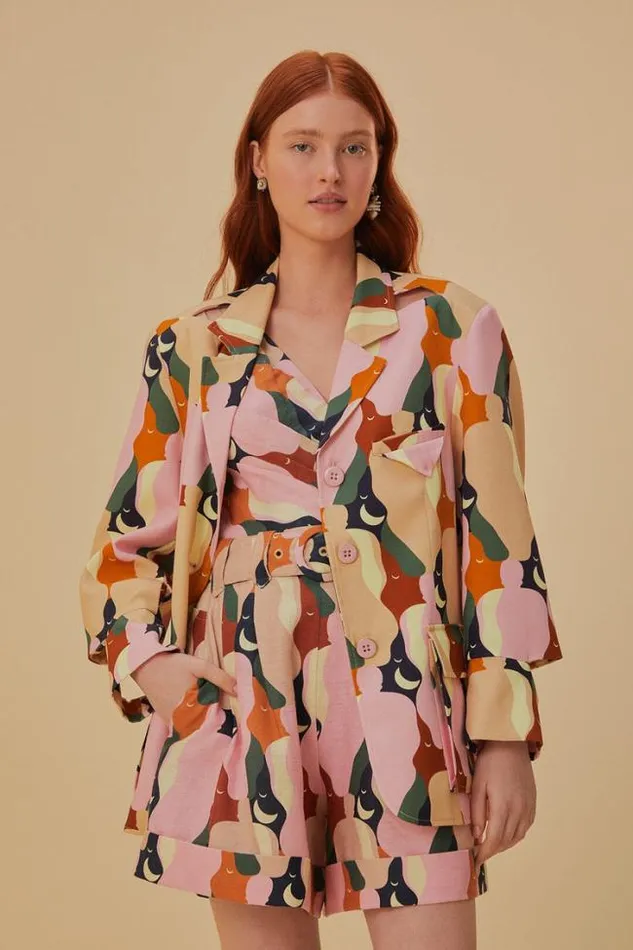 The Kiss Multicolor Cut Out Blazer Women FARM Rio Blazers