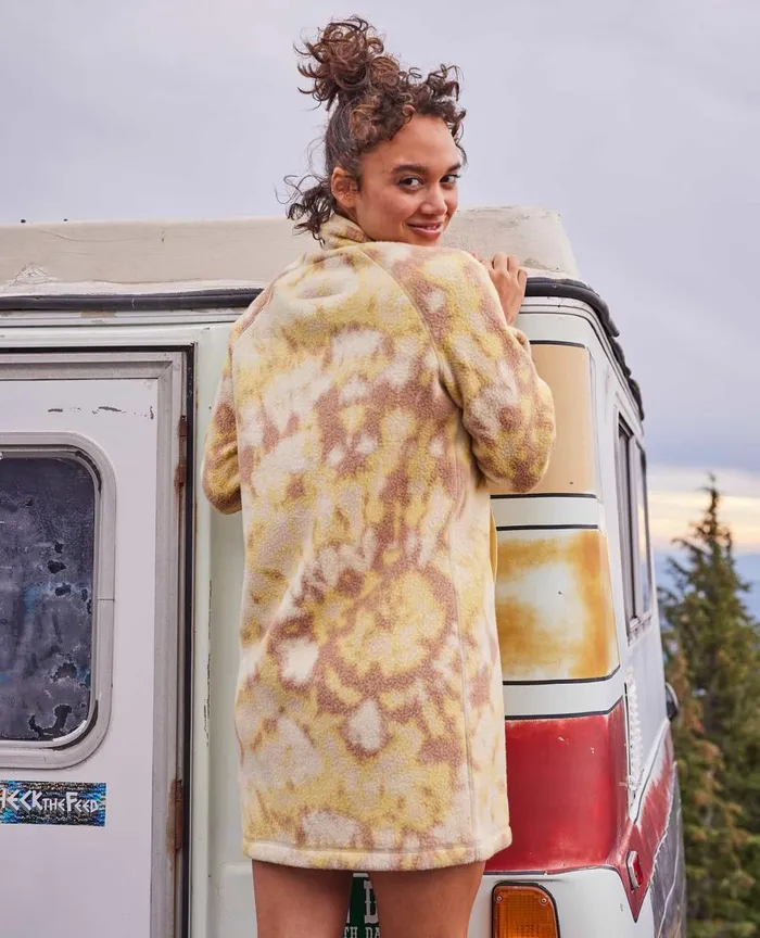 ToadandCo Dresses Campo Fleece 14 Snap Dress Barley Tie Dye Print 8211 Women039s