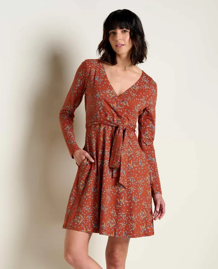 ToadandCo Dresses Cue Wrap Long Sleeve Dress Cinnamon Seedpod Print 8211 Women039s