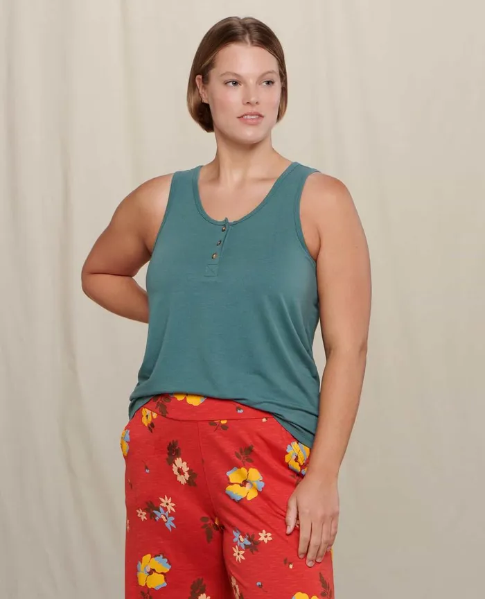 ToadandCo Loungewear and Sleep Piru Henley Tank Silver Pine 8211 Women039s