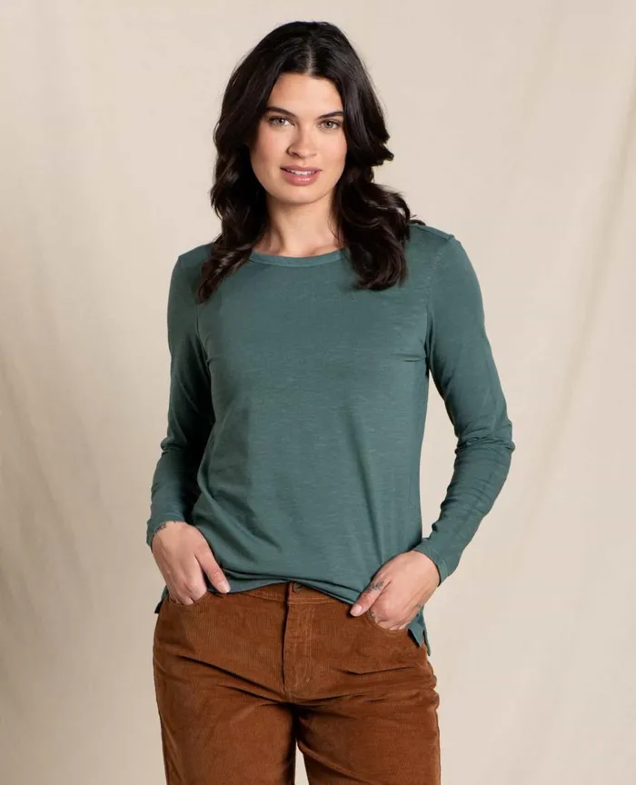 ToadandCo Loungewear and Sleep Primo Long Sleeve Crew Silver Pine 8211 Women039s
