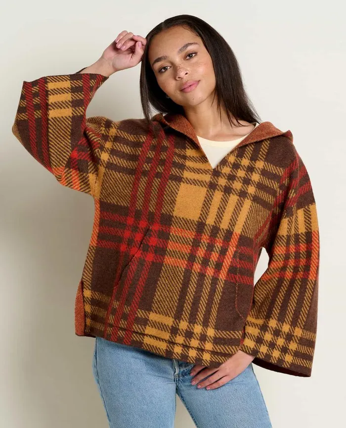 ToadandCo Sweaters Heartfelt Poncho Dark Roast Plaid 8211 Women039s