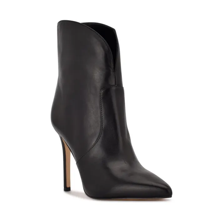 Tolate Dress Booties Black Leather Women Nine West Heels Tolate Dress Booties Black Leather Women Nine West Heels
