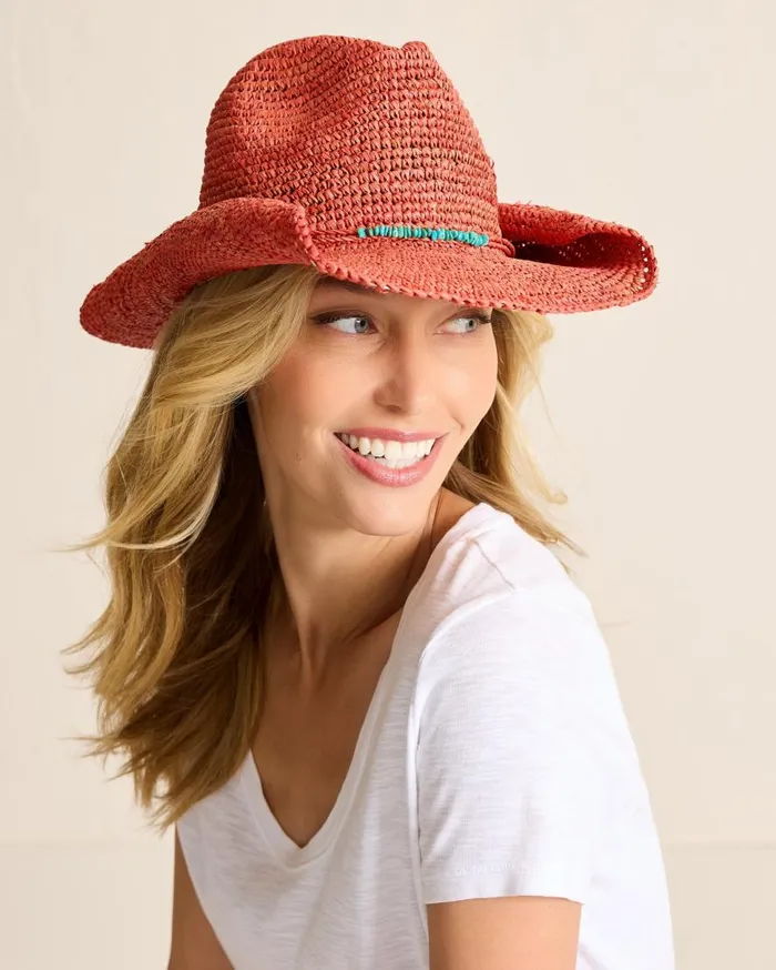 Tommy Bahama Hats and Caps Tanya Raffia Cowboy Hat Hibiscus 8211 Women