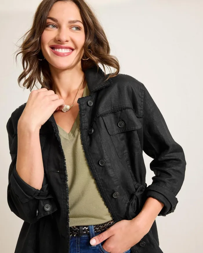 Tommy Bahama Jackets Two Palms Linen RawEdge Utility Jacket Black 8211 Women Tommy Bahama Jackets Two Palms Linen RawEdge Utility Jacket Black 8211 Women
