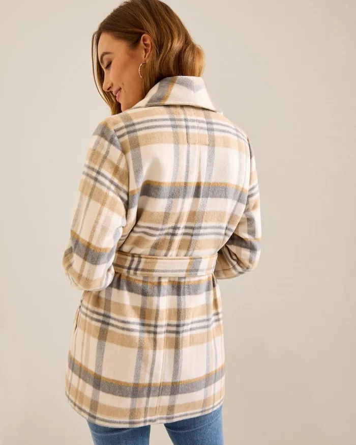 Tommy Bahama Jackets Wooly Plaid Wrap Coat Neutral 8211 Women Tommy Bahama Jackets Wooly Plaid Wrap Coat Neutral 8211 Women