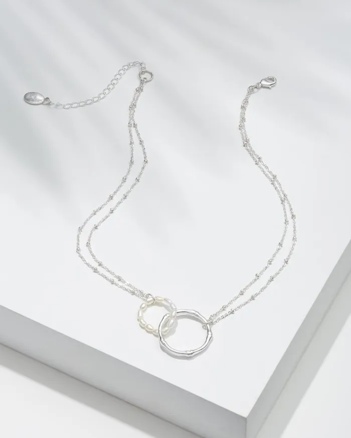 Tommy Bahama Jewelry Island Essence Double Loop Bamboo Necklace Silver 8211 Women