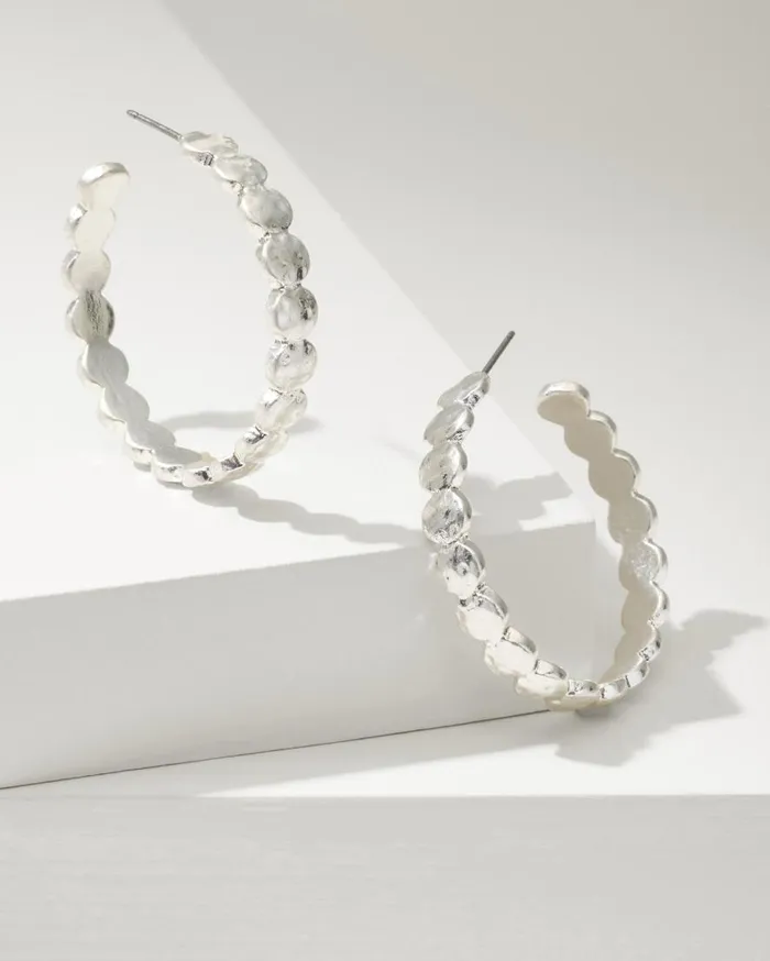 Tommy Bahama Jewelry Marco Island Textured Disc Hoop Earrings Silver 8211 Women