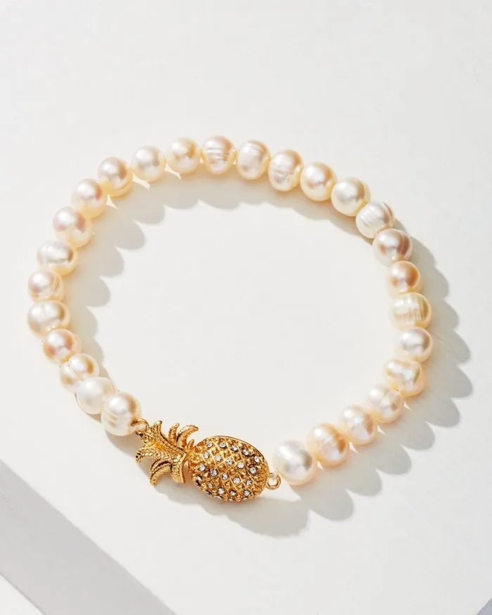 Tommy Bahama Jewelry Tropical Blooms Pearl Stretch Bracelet Gold 8211 Women