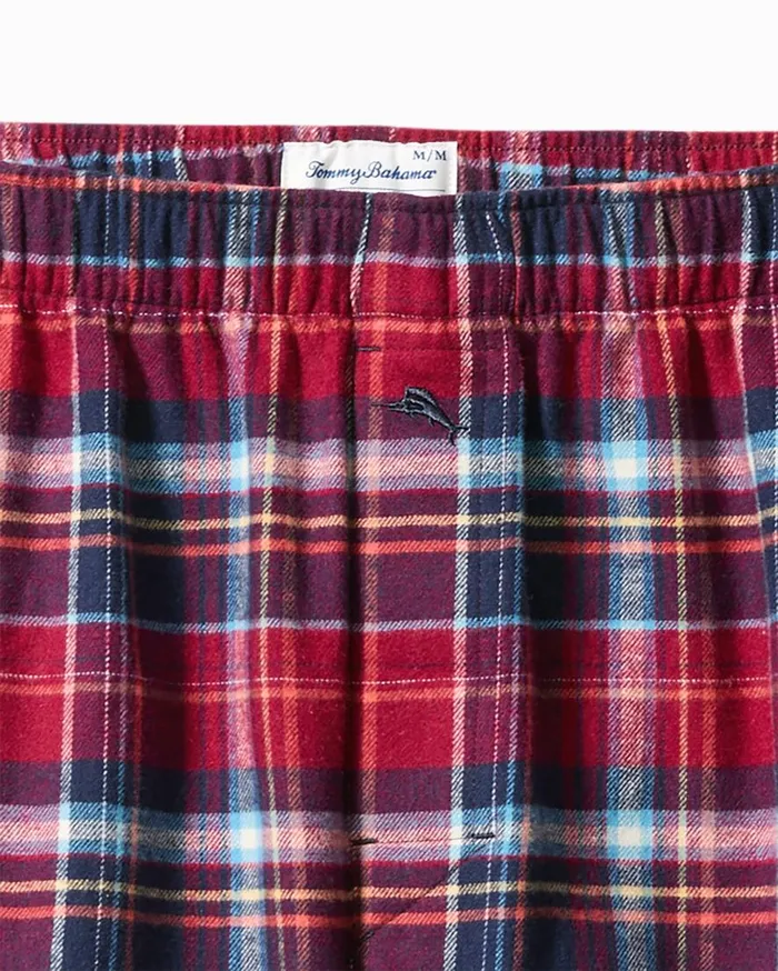 Tommy Bahama Loungewear and Pajamas Flannel Plaid Boxers Beet Red 8211 Men