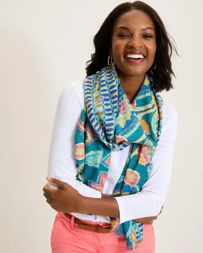 Tommy Bahama Scarves and Wraps Hypnotic Garden Double Face Scarf Blue Spruce 8211 Women Tommy Bahama Scarves and Wraps Hypnotic Garden Double Face Scarf Blue Spruce 8211 Women