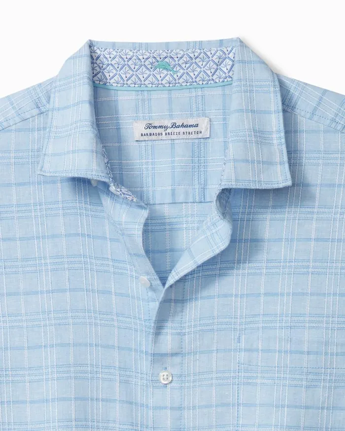 Tommy Bahama Shirts Barbados Breeze Playa Plaid StretchLinen LongSleeve Shirt Aqua Ice 8211 Men Tommy Bahama Shirts Barbados Breeze Playa Plaid StretchLinen LongSleeve Shirt Aqua Ice 8211 Men