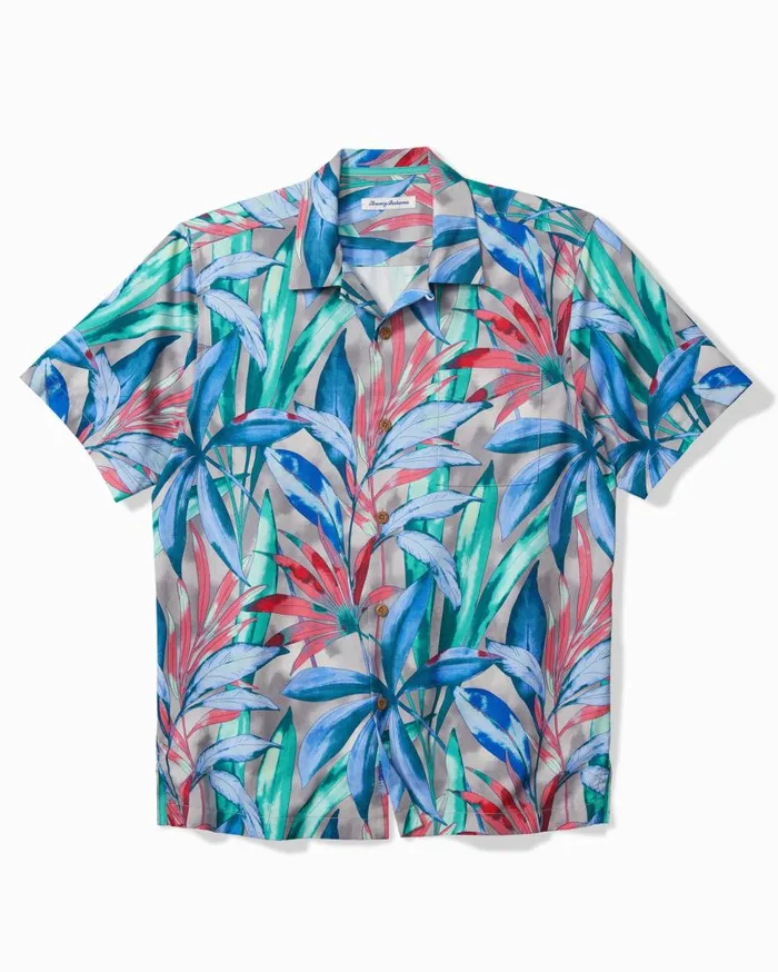 Tommy Bahama Shirts Frond Fest IslandZone Camp Shirt Grey Thunder 8211 Men