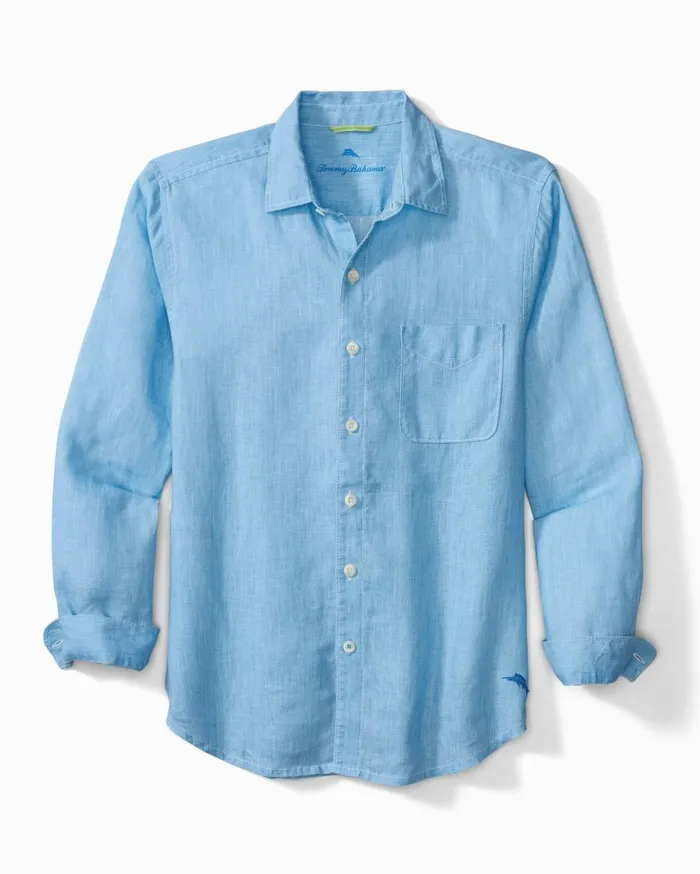 Tommy Bahama Shirts Sea Glass Breezer Linen Shirt Blue Yonder 8211 Men